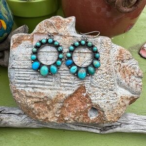 VINTAGE NAVAJO NATIVE AMERICAN EARRINGS MAKERS MARK HS